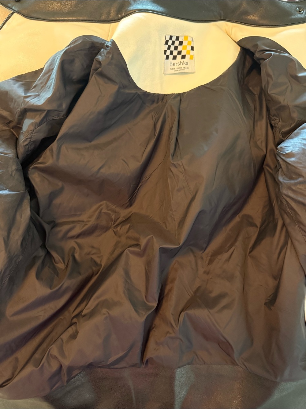 Bershka Faux Leather Racing Colour Block Moto Jacket Purple Y2K Size Medium M - Picture 12 of 17